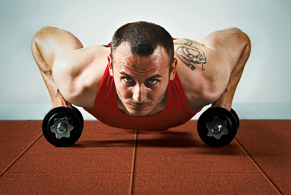 Pushups on Athletic Tile